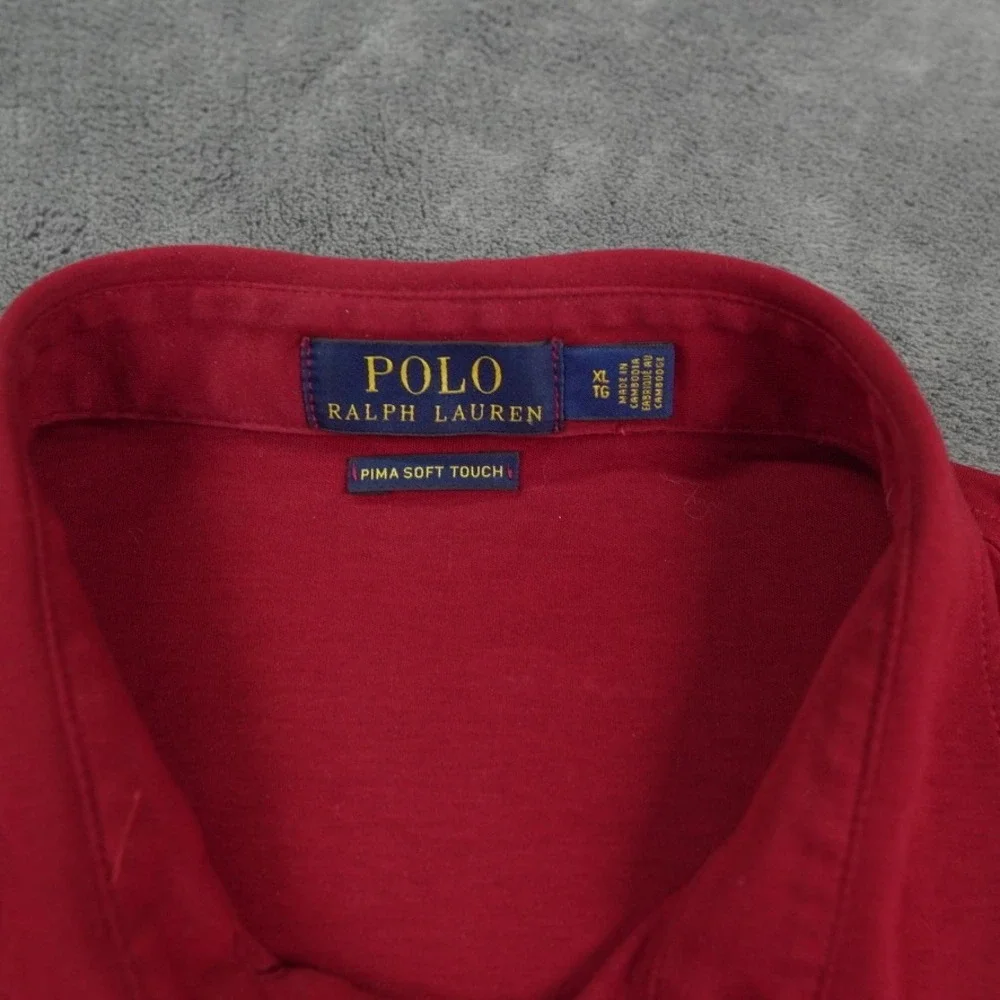 Polo Ralph Lauren Mens XL Pima Soft Touch‎ Polo Shirt Burgundy Red Short Sleeve
